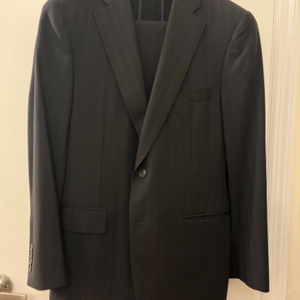 Paul Stuart Navy Pinstripe Suit: Jacket: 40 Semi Tall/Long | Pants 32/32